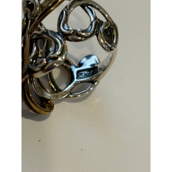 Carolyn Pollack Sterling Silver & Brass Ring Abstract Modernist Western Size 7 - Picture 5 of 5